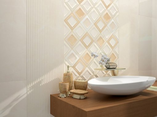 سرامیک دیوار سرویس طرح برنسی سفید1 30*60